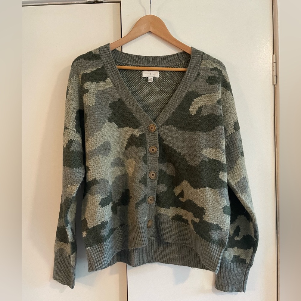 Lucky Brand camo cardigan